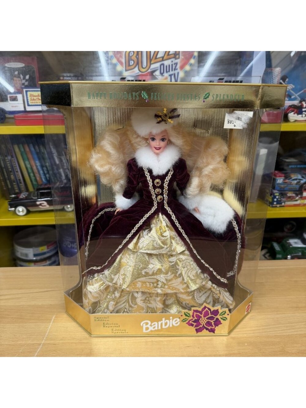 Mattel Happy Holidays 1996 Barbie Fashion Doll 15646 Burgundy Gold White New